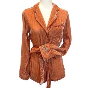 Scotch & Soda Soft Salmon Pink Velvet Belted Jacket Sleep Top Anthropolgie M
